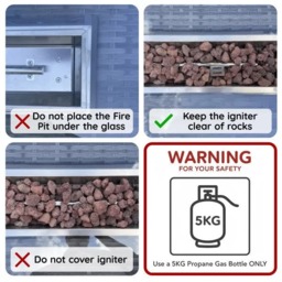 Rackhams Aluminum Fire Pit Dining Table Gas Heater Garden Furniture Accessory Patio Dark Grey - thumbnail 3