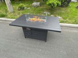 Rackhams Aluminum Fire Pit Dining Table Gas Heater Garden Furniture Accessory Patio Dark Grey - thumbnail 5