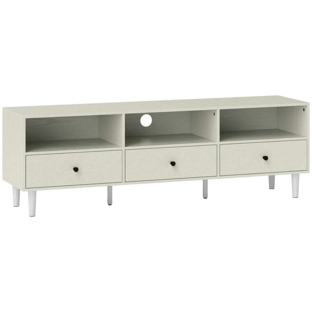 Rackhams Multi-Storage Minimal TV Stand - Cream White