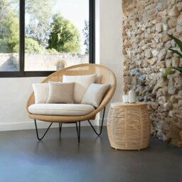 Rackhams Munkhbat Rattan Garden Chair, Outdoor Lounge Chair - Khaki