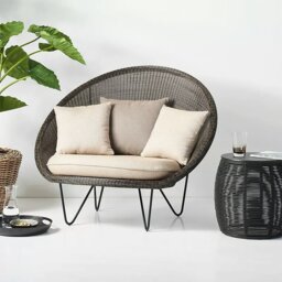 Rackhams Munkhbat Rattan Garden Chair, Outdoor Lounge Chair - Khaki - thumbnail 4