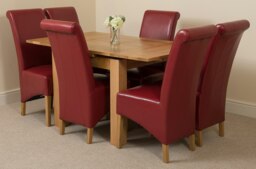Rackhams Richmond Small Extending Oak Dining Set with Montana Leather Chairs - 6 chairs - Burgundy - thumbnail 1