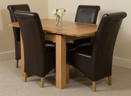 Rackhams Richmond Small Extending Oak Dining Set with Montana Leather Chairs - 6 chairs - Burgundy - thumbnail 5