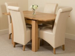 Rackhams Richmond Small Extending Oak Dining Set with Montana Leather Chairs - 6 chairs - Burgundy - thumbnail 2
