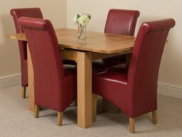 Rackhams Richmond Small Extending Oak Dining Set with Montana Leather Chairs - 6 chairs - Burgundy - thumbnail 4