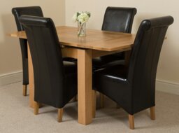 Rackhams Richmond Small Extending Oak Dining Set with Montana Leather Chairs - 6 chairs - Burgundy - thumbnail 3