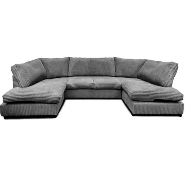 Rackhams Preston U Shaped Jumbo Cord Full Back Corner Sofa - Grey - image 1