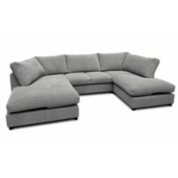 Rackhams Preston U Shaped Jumbo Cord Full Back Corner Sofa - Grey - thumbnail 2