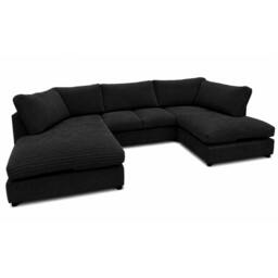 Rackhams Preston U Shaped Jumbo Cord Full Back Corner Sofa - Grey - thumbnail 6