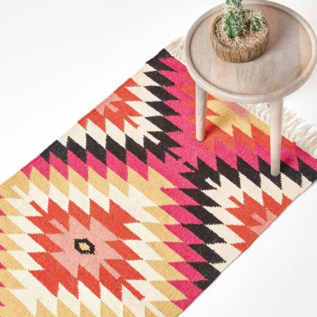 Rackhams Jakarta Handwoven Geometric Kilim Wool Rug - 66 x 200 cm - image 1