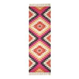 Rackhams Jakarta Handwoven Geometric Kilim Wool Rug - 66 x 200 cm - thumbnail 3