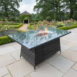 Rackhams Rattan Fire Pit Dining Table - Dark Grey Mixed - thumbnail 1