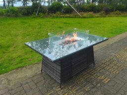 Rackhams Rattan Fire Pit Dining Table - Dark Grey Mixed - thumbnail 4