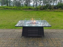 Rackhams Rattan Fire Pit Dining Table - Dark Grey Mixed - thumbnail 2
