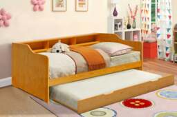 Rackhams 3ft Wooden Bed with Trundle, Grey, White or Caramel With Shelving Bedroom - White - thumbnail 4
