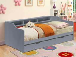 Rackhams 3ft Wooden Bed with Trundle, Grey, White or Caramel With Shelving Bedroom - White - thumbnail 2