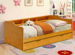 Rackhams 3ft Wooden Bed with Trundle, Grey, White or Caramel With Shelving Bedroom - White - thumbnail 3
