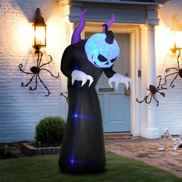Rackhams 7' Inflatable Halloween Ghost with Horns Lighted Outdoor Decoration - image 1
