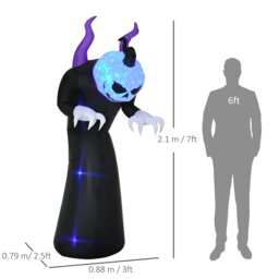 Rackhams 7' Inflatable Halloween Ghost with Horns Lighted Outdoor Decoration - thumbnail 6