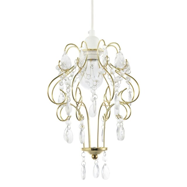 Rackhams Polished Gold Shabby Chic Chandelier Style Pendant Shade with Acrylic - image 1