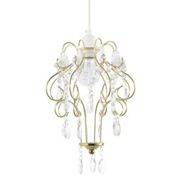 Rackhams Polished Gold Shabby Chic Chandelier Style Pendant Shade with Acrylic - thumbnail 1