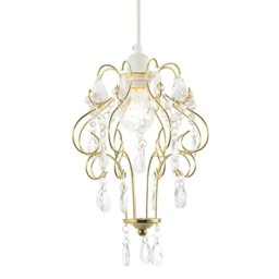 Rackhams Polished Gold Shabby Chic Chandelier Style Pendant Shade with Acrylic - thumbnail 2