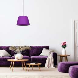 Rackhams Traditional 30cm Purple Linen Fabric Drum Table/Pendant Shade 60w Maximum - thumbnail 6