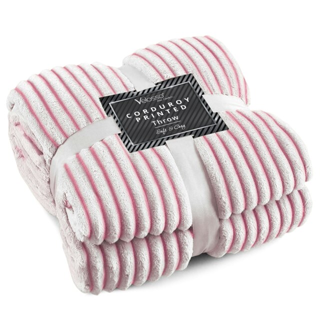 Rackhams Corduroy Printed Throw - 150cm x 200cm - Pink - image 1