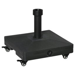 Rackhams Heavy Duty Garden Parasol Base Stand with Wheels, 18kg Sand or 16kg Water Filled Patio Umbrella Base Square Stand Holder - Black - thumbnail 2