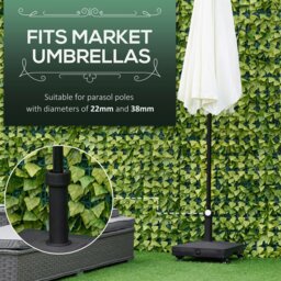 Rackhams Heavy Duty Garden Parasol Base Stand with Wheels, 18kg Sand or 16kg Water Filled Patio Umbrella Base Square Stand Holder - Black - thumbnail 3