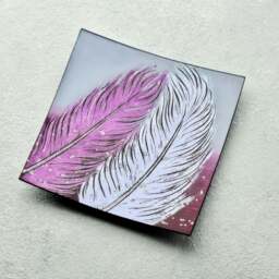 Rackhams Square Glass Plate – Whispering Feather Violet (Handmade Decorative Tableware)