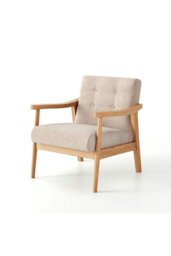 Rackhams Wood Frame Upholstered Armchair - Beige - thumbnail 5
