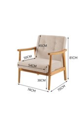 Rackhams Wood Frame Upholstered Armchair - Beige - thumbnail 2