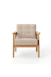 Rackhams Wood Frame Upholstered Armchair - Beige - thumbnail 3
