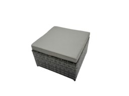 Rackhams 8 Seater Garden Outdoor Rattan Furniture Set Rattan Sofa Oblong Dining Table with 2 Big Stools Side Table Dark Grey - thumbnail 6