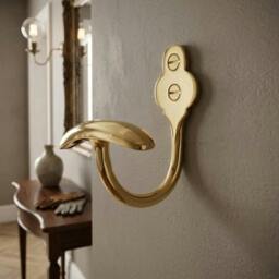 Rackhams Polished Brass Bowler Top Hat Coat Hook - thumbnail 3