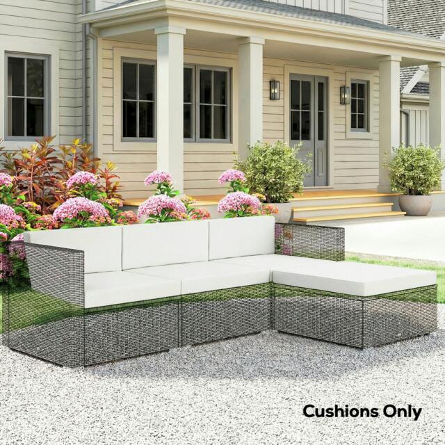 Rackhams 7-Piece Patio Furniture Cushions Water-Repellent 60x60cm, Cream - Cream - Polyester, Vertical Cotton, PP Cotton - Outdoor Seat Cushion Set - image 1