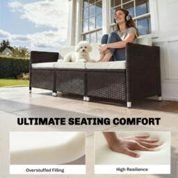Rackhams 7-Piece Patio Furniture Cushions Water-Repellent 60x60cm, Cream - Cream - Polyester, Vertical Cotton, PP Cotton - Outdoor Seat Cushion Set - thumbnail 5