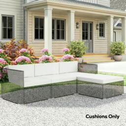 Rackhams 7-Piece Patio Furniture Cushions Water-Repellent 60x60cm, Cream - Cream - Polyester, Vertical Cotton, PP Cotton - Outdoor Seat Cushion Set - thumbnail 1