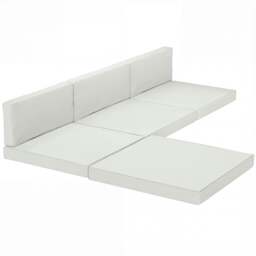 Rackhams 7-Piece Patio Furniture Cushions Water-Repellent 60x60cm, Cream - Cream - Polyester, Vertical Cotton, PP Cotton - Outdoor Seat Cushion Set - thumbnail 2