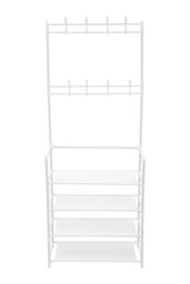 Rackhams Independent 4 Layer Shoe Rack, Multi-Layer Metal Shoe Cap Rack, with 8 Double Hooks, Suitable for Multiple Scenarios - White - thumbnail 3