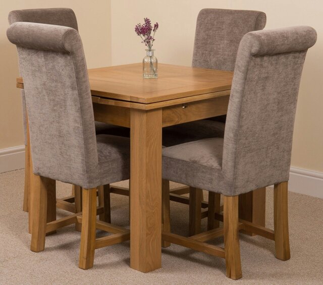 Rackhams Richmond Small Extending Oak Dining Set with Washington Fabric Chairs - 4 chairs - Grey - image 1