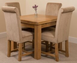 Rackhams Richmond Small Extending Oak Dining Set with Washington Fabric Chairs - 4 chairs - Grey - thumbnail 5