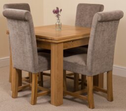 Rackhams Richmond Small Extending Oak Dining Set with Washington Fabric Chairs - 4 chairs - Grey - thumbnail 1