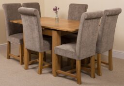 Rackhams Richmond Small Extending Oak Dining Set with Washington Fabric Chairs - 4 chairs - Grey - thumbnail 2