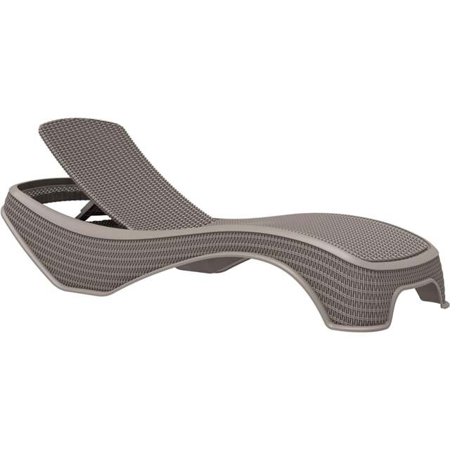 Rackhams MALDIVES Warm Grey Outdoor High-End PU Rattan Adjustable Sun Lounger-Fully Assembled - image 1