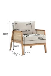 Rackhams Beige Cushioned Wood Armchair - Beige - thumbnail 6