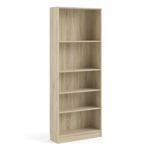 Rackhams Basic Tall Wide Bookcase (4 Shelves) in Oak - Oak - Wood - 1 - image 1