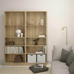 Rackhams Basic Tall Wide Bookcase (4 Shelves) in Oak - Oak - Wood - 1 - thumbnail 4