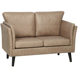 Rackhams Small Sofa, Loveseat Sofa for Bedroom, Home Office, Light Brown - 1 - 2 seater - Light Brown - thumbnail 2